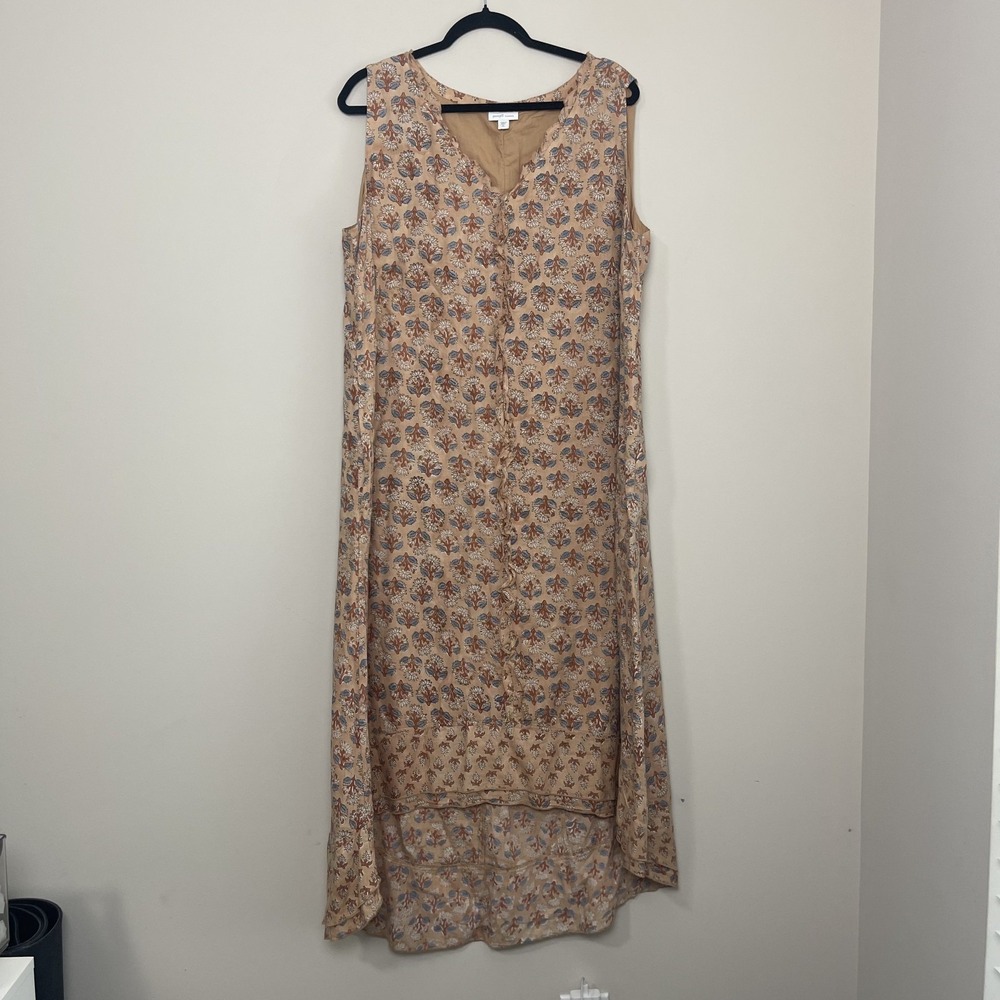J.Jill Floral Midi Dress Boho Cottagecore Coastal Relaxed Artsy Resort Sz XL